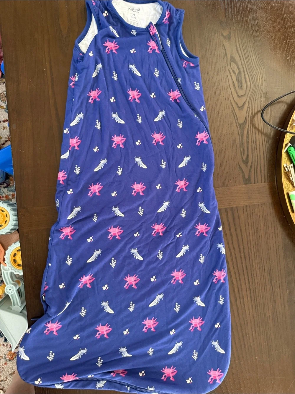 Kyte BABY Blue Sleep Sack with axolotls